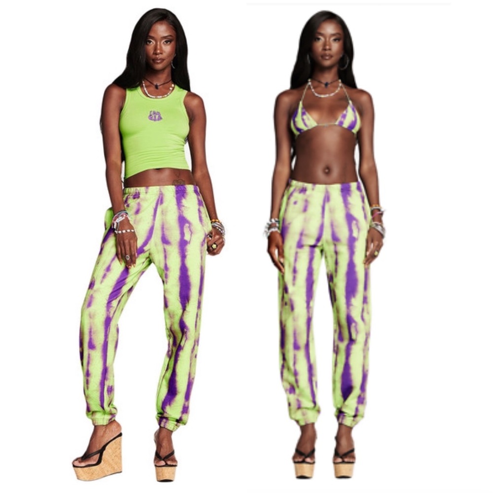 I.AM.GIA Tie Dye Tatiana Sweatpants Green and Purple Size XS